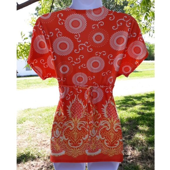 🗣💟HP💟Orange & Yellow Tribal/Boho Flutte Top - Picture 3 of 8